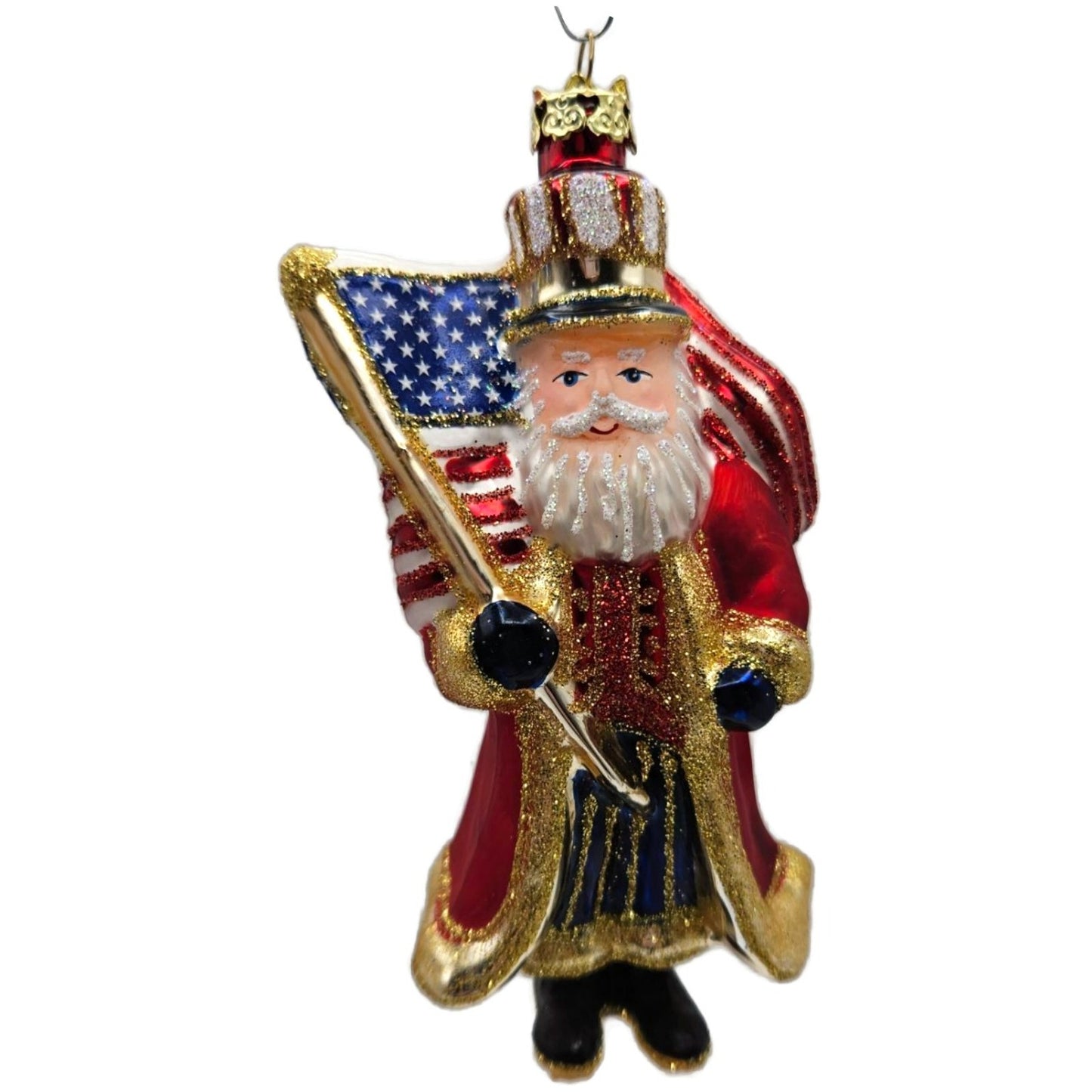 Kurt Adler Noble Gems Patriotic Santa Claus July 4th Glass Christmas Ornament