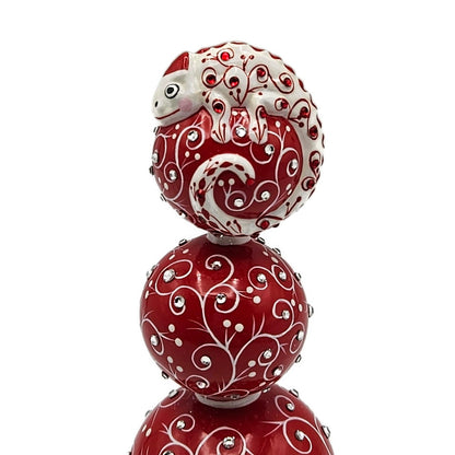 Patricia Breen Miniature Chameleon Finial Quilling Red Christmas Tree Topper