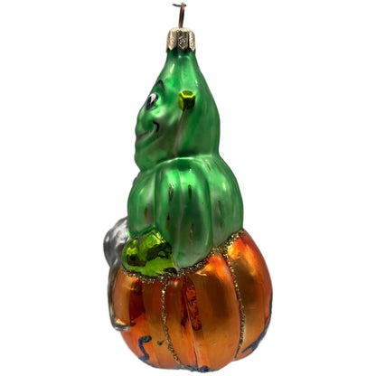 Christopher Radko Halloween Green Ghost Cat Pumpkin Glitter Christmas Ornament