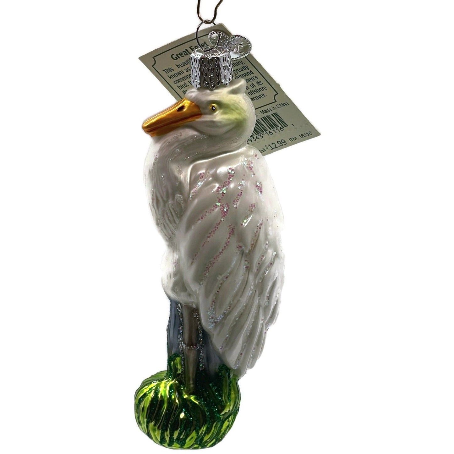 OWC Great American Egret Ornament Bird Old World Christmas Holiday Tree Decor