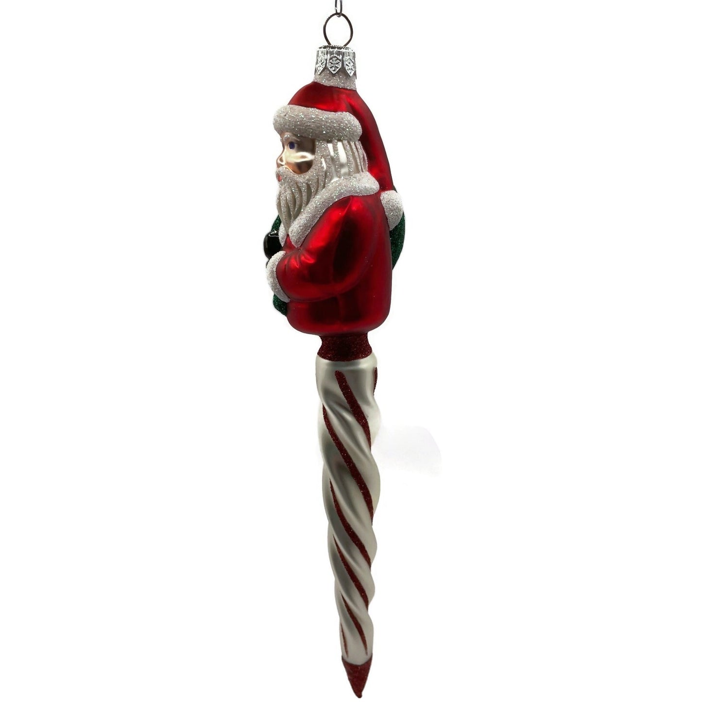 Patricia Breen Spiraling Santa Claus Red Stripes Icicle Christmas Tree Ornament