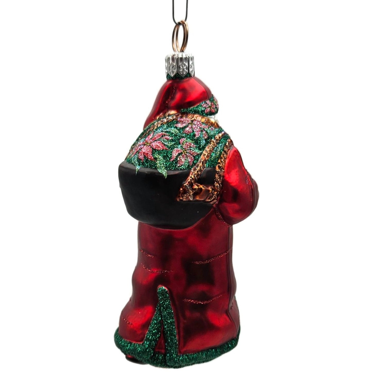 Patricia Breen Wayfaring Santa Claus Poinsettia Matte Christmas Tree Ornament