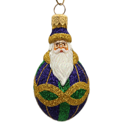 Patricia Breen Miniature Faberge Santa Claus Plaid Purple Christmas Ornament