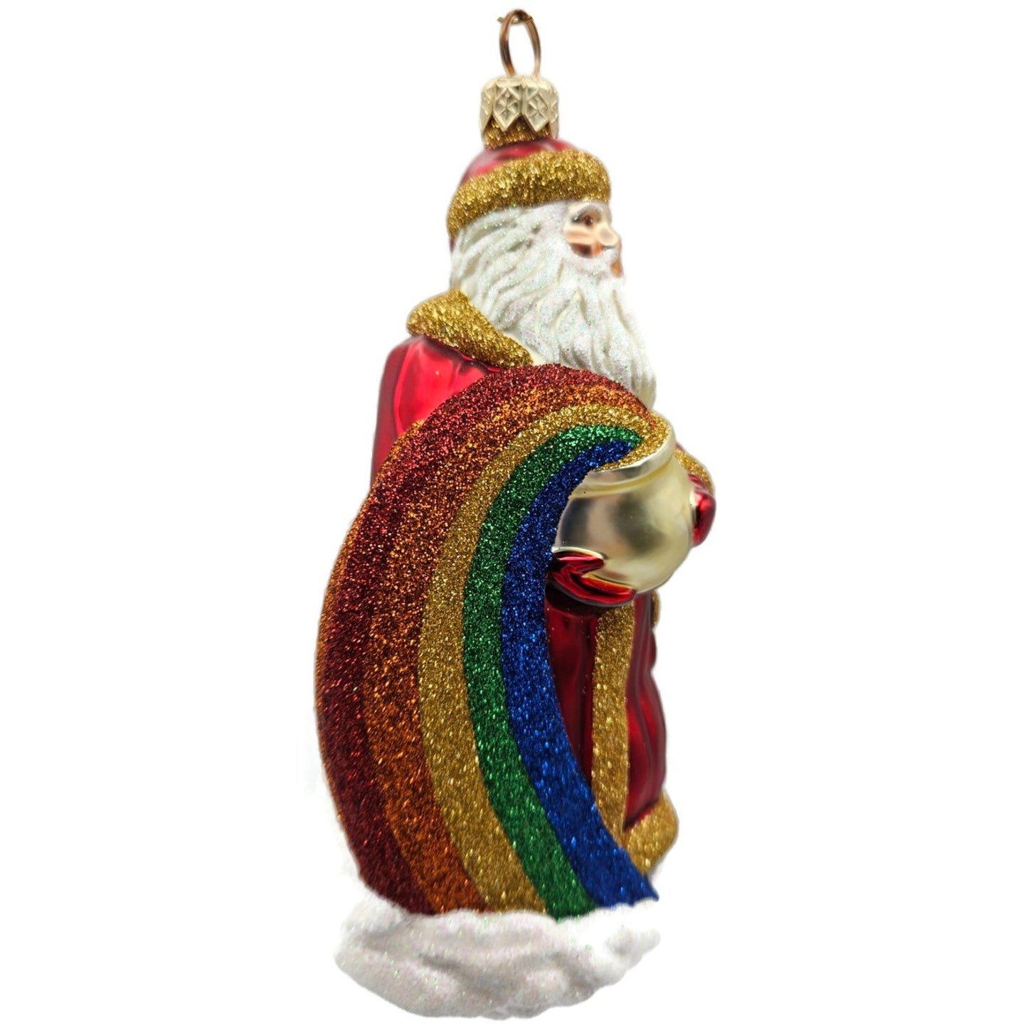 Patricia Breen Rainbow Santa Claus Red Glass Christmas Tree Ornament CATZ 2029