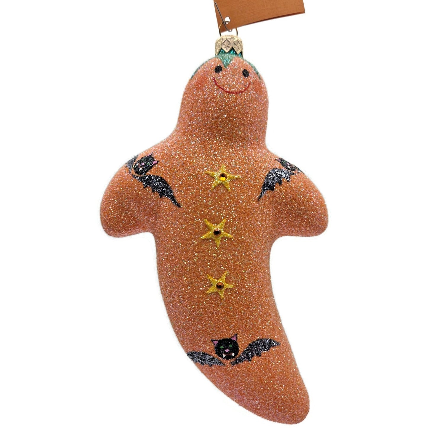 Patricia Breen Very Grand Ghost Orange Bats Stars Glass Halloween Ornament 2554