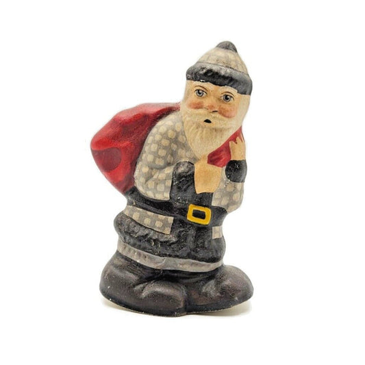 Vaillancourt Grey Father Christmas Rocker Chalkware Folk Art Holiday Figurine