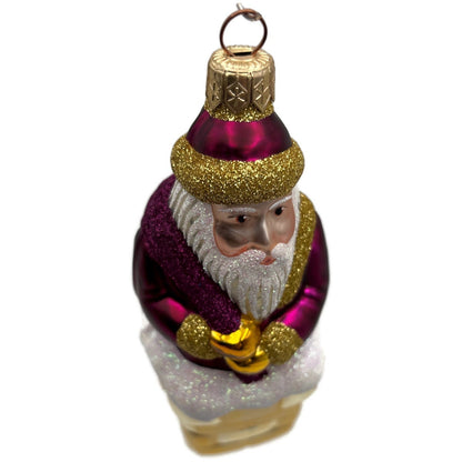 Patricia Breen Here Comes Santa Claus Fuchsia Gold Christmas Tree Ornament