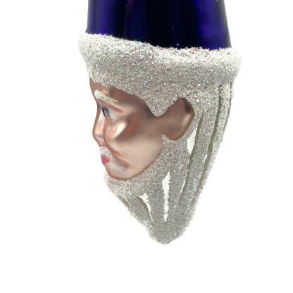 Patricia Breen Winter Wizard Purple Santa Head Snowflakes Christmas Ornament