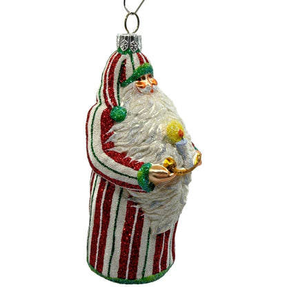 Patricia Breen Light A Single Candle Striped Santa Claus Christmas Tree Ornament