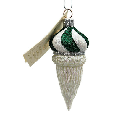 Patricia Breen Miniature Minsk Santa Green White Striped Christmas Tree Ornament
