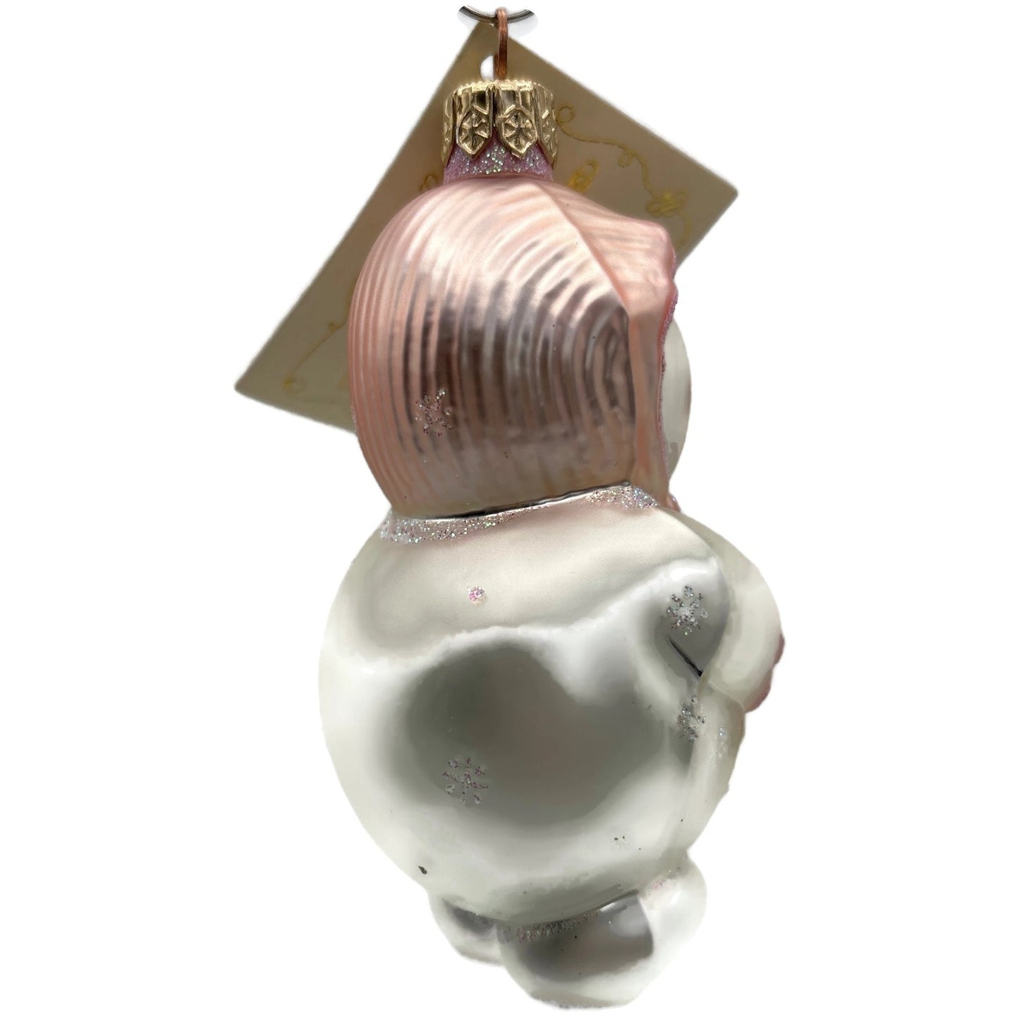 Patricia Breen Snowbaby Pink Gold White Snowman Christmas Tree Ornament