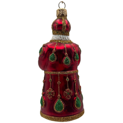 Patricia Breen Bedecked Bejeweled Santa Red Gold Green Christmas Ornament NM