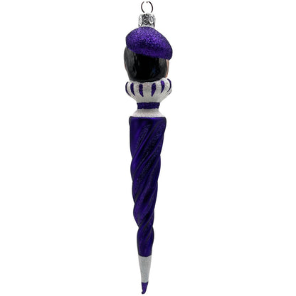 Patricia Breen French Twist Purple Glittered Stripes Monocle Christmas Ornament
