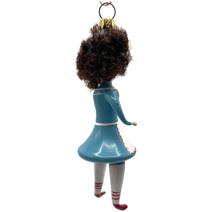 Soffieria De Carlini Maid White Blue Outfit Glass Italian Christmas Ornament