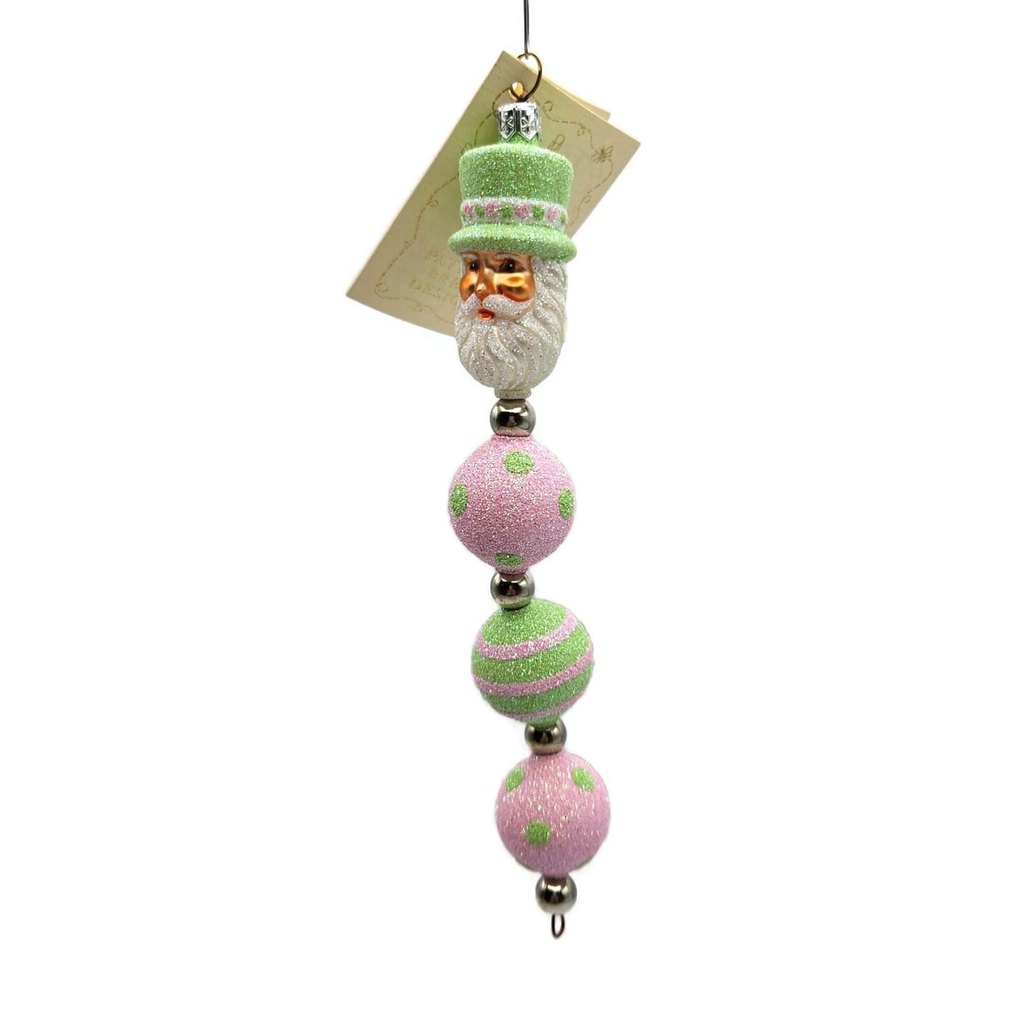 Patricia Breen Kinetic Icicle Easter Green Pink Santa Claus Christmas Ornament