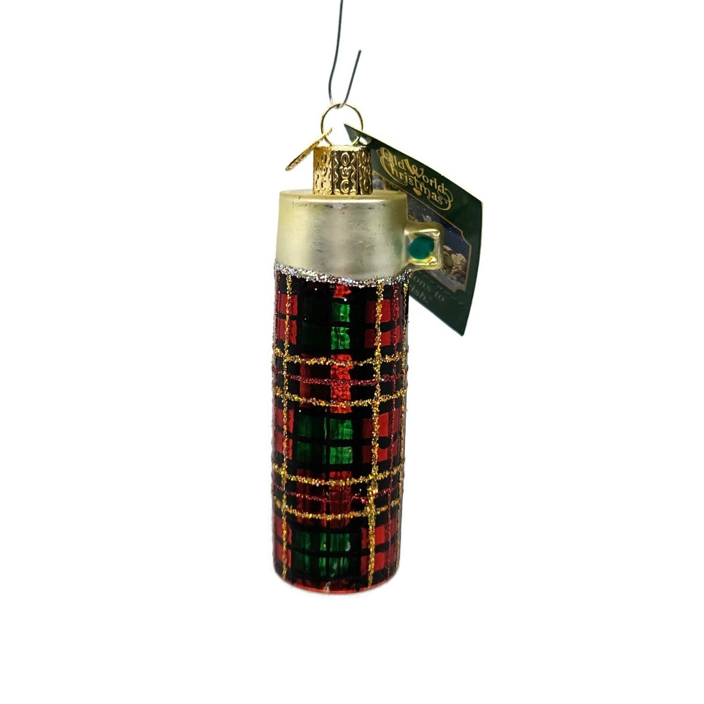 Old World Christmas Retro Thermos Plaid Christmas Holiday Tree Ornament OWC