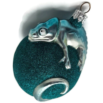 Patricia Breen Chameleon Turquoise Glittered Christmas Holiday Tree Ornament
