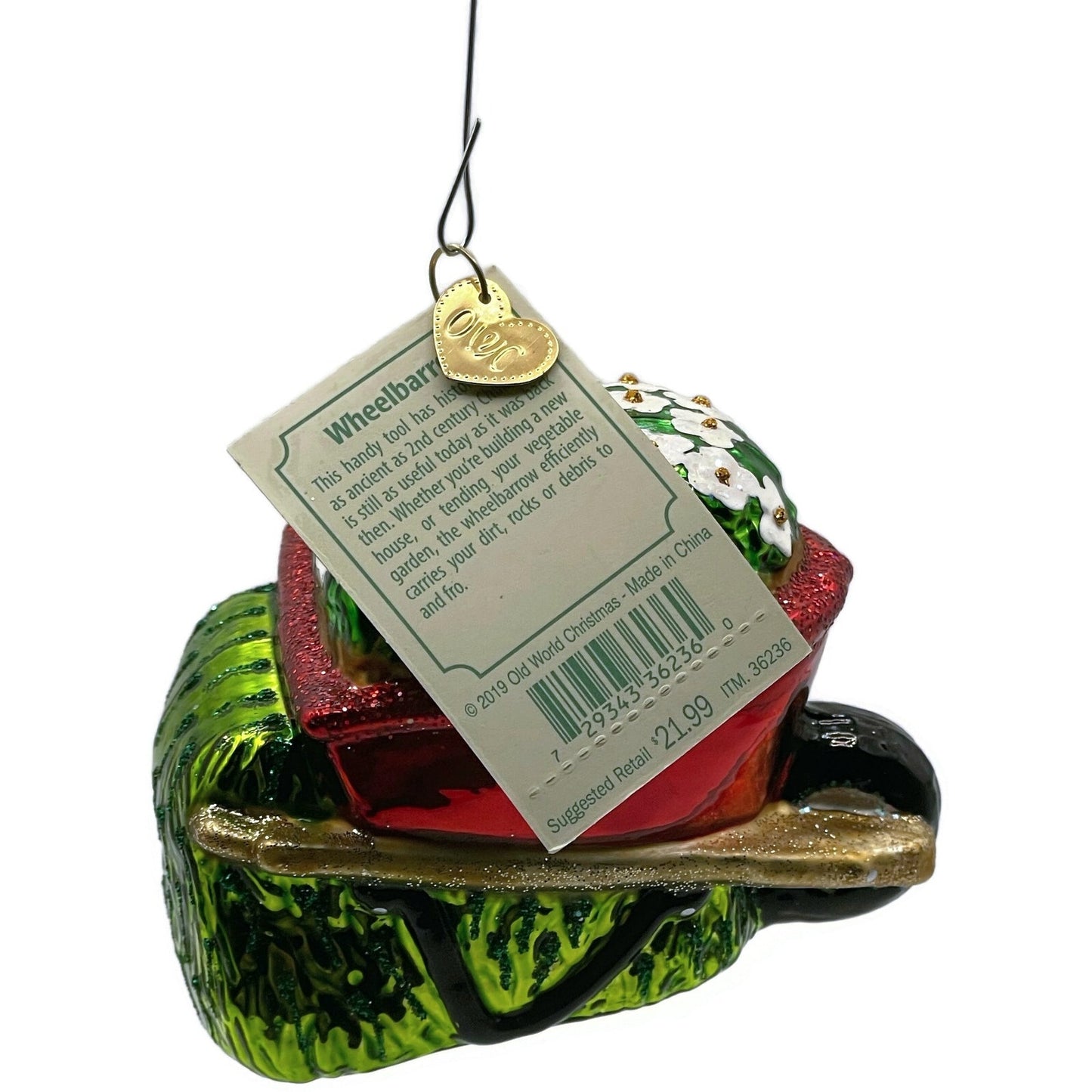 Wheelbarrow Flower Garden Ornament Spring Old World Christmas Holiday Tree OWC
