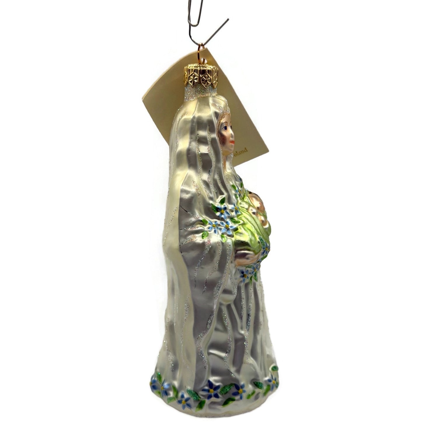 Patricia Breen Bountiful Madonna Flowers Pearl White Christmas Tree Ornament