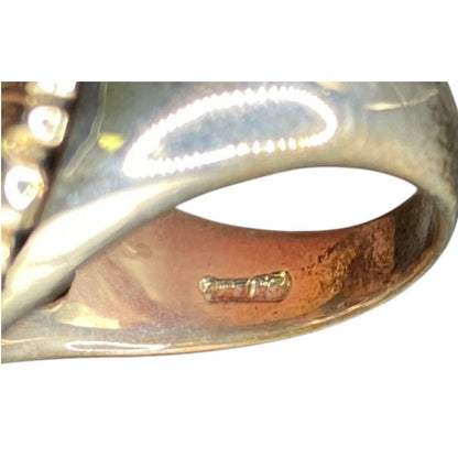 Ring Filigree Turquoise Gemstone Oval Cabochon NK 925 Sterling Silver Size 7.75