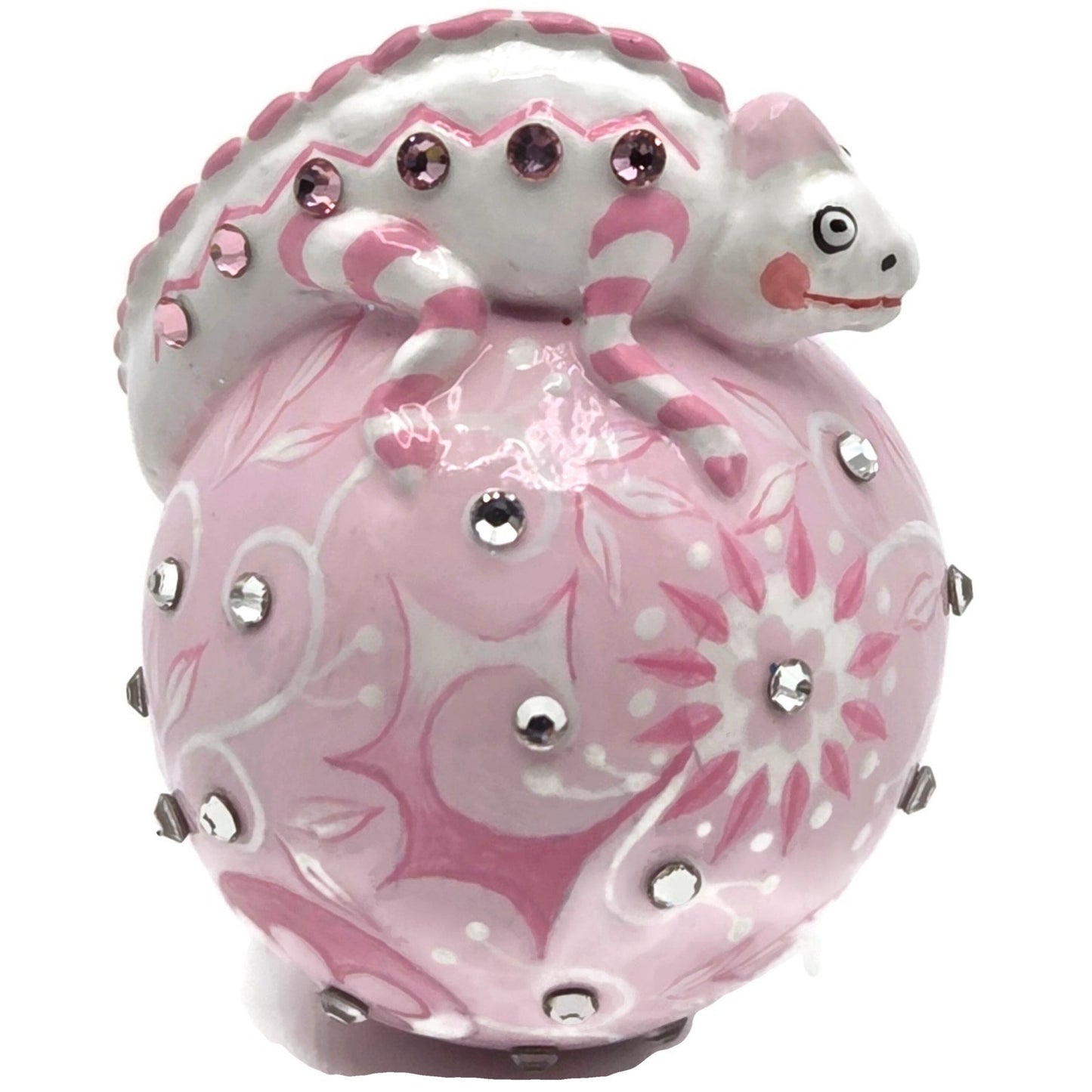 Patricia Breen Miniature Chameleon Sculpture Chinoiserie Pink Ornament CATZ Rare