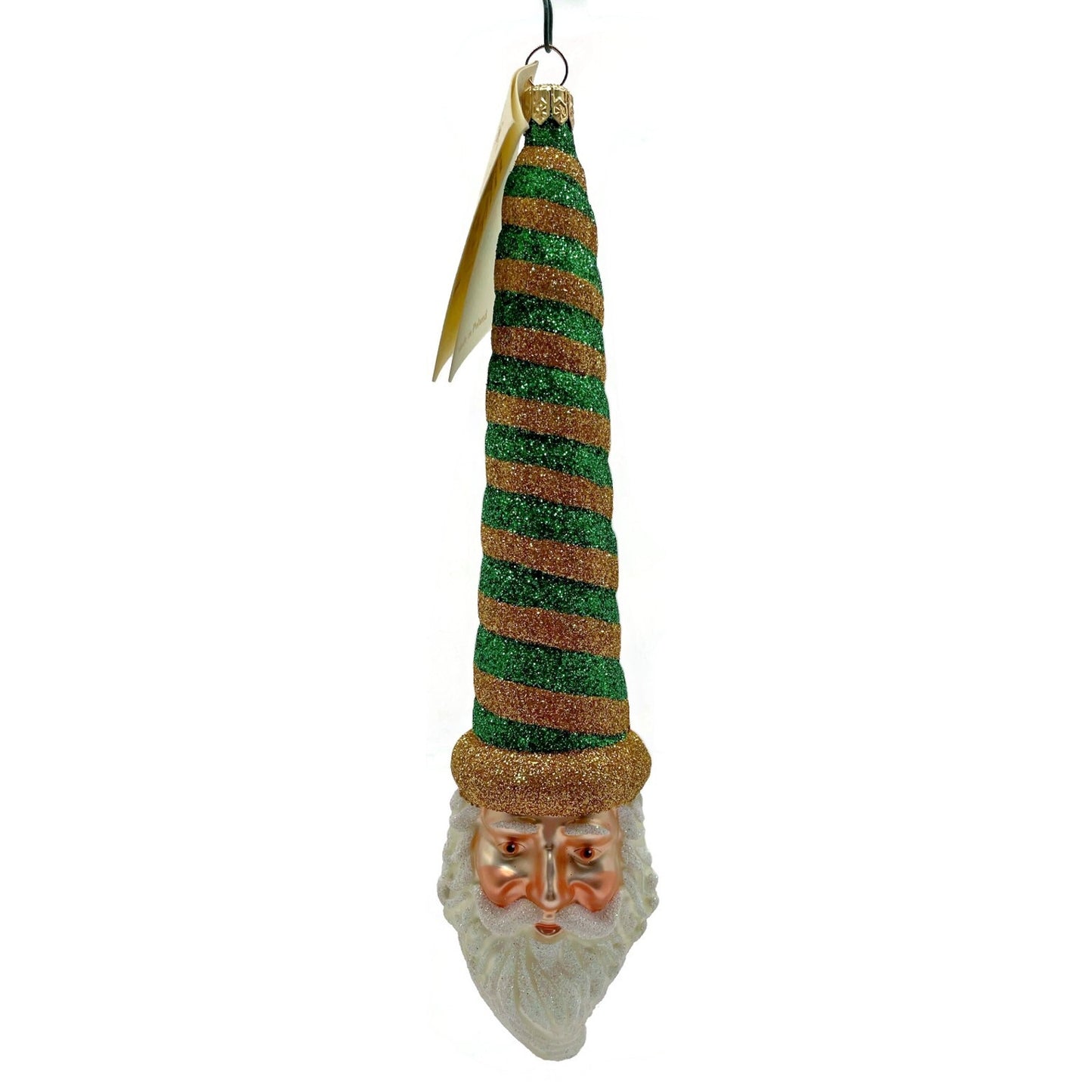Patricia Breen Ornament Sucre Santa Green Gold Striped Christmas Holiday Tree