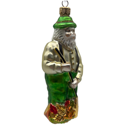 Patricia Breen Autumn Santa Gold Green Fall Christmas Tree Ornament