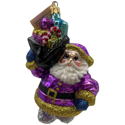 Larry Fraga A Sack Full of Goodies Santa Glitter Series Christmas Tree Ornament