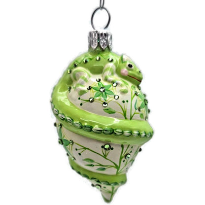 Patricia Breen Topping Chameleon Chinoiserie Green Spring Christmas Ornament