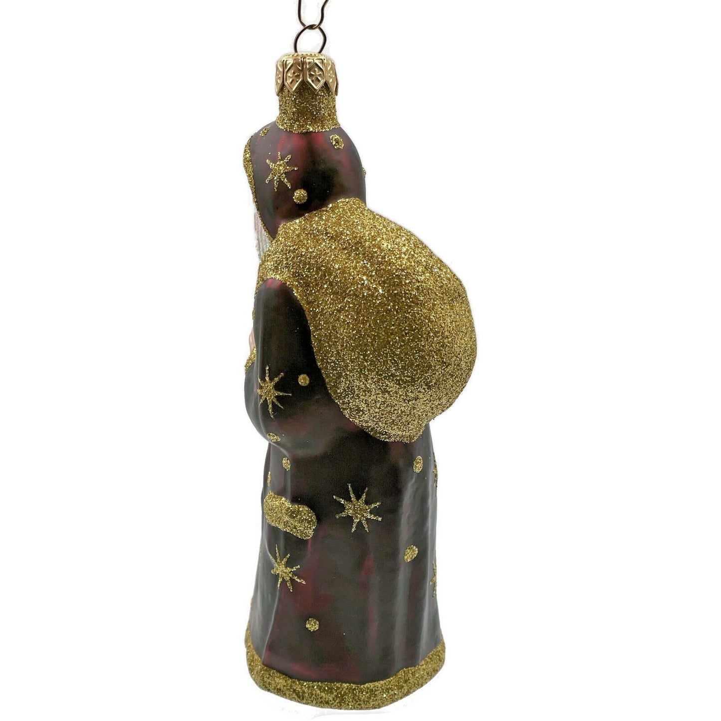 Patricia Breen Father Time Bordeaux Polka Dots Snowflakes Christmas Ornament