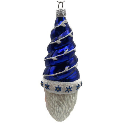 Patricia Breen Goslar Santa Head Cobalt Blue Flowers Christmas Tree Ornament
