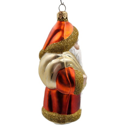 Patricia Breen Santa Claus and Teddy Orange Gold Christmas Tree Ornament Full
