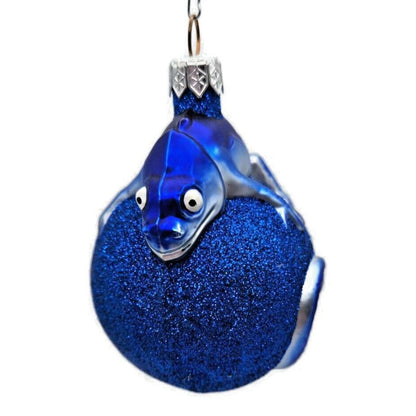 Ornament Patricia Breen Chameleon Blue Glittered Glass Christmas Holiday Tree
