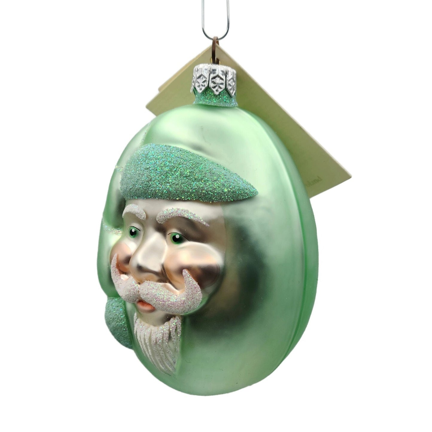 Patricia Breen Jelly Bean Santa Claus Head Mint Green Matte Christmas Ornament