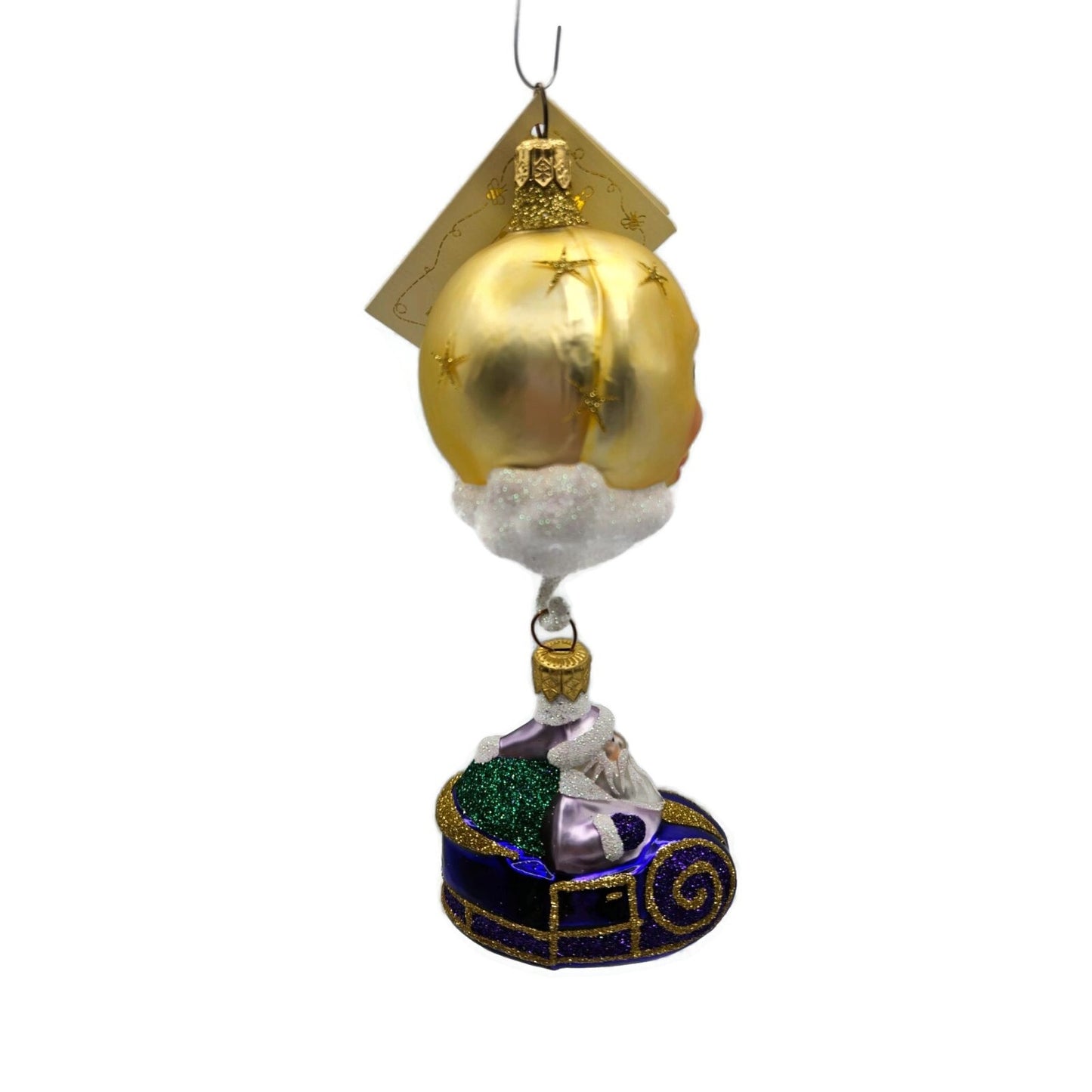 Patricia Breen Night Flight Santa Purple Sleigh Gold Moon Christmas Ornament