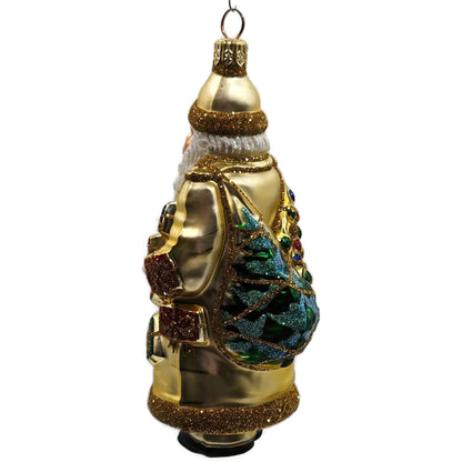 Patricia Breen Portobello Road Santa Claus Gold Presents Christmas Tree Ornament