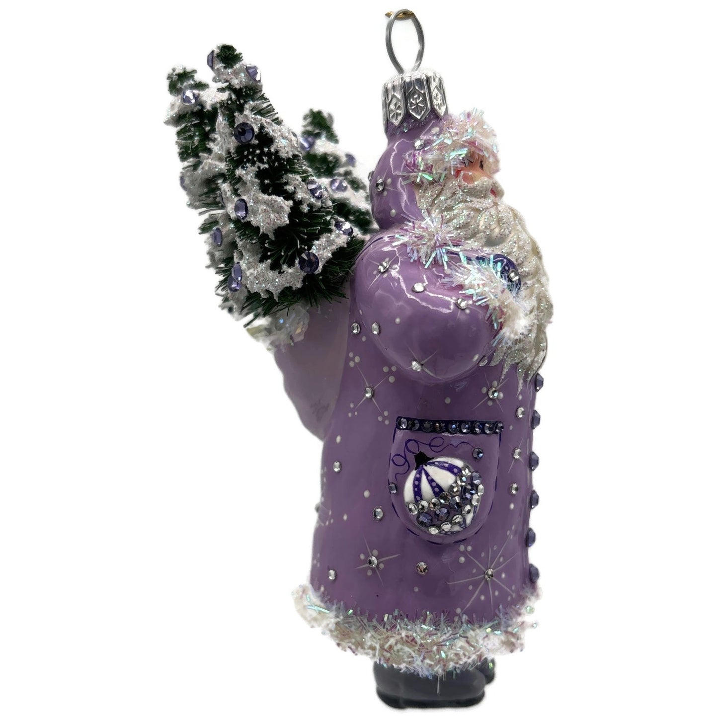 Patricia Breen Whose Woods Are These Lavender Santa Christmas Ornament CATZ