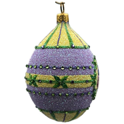 Patricia Breen Pansy Egg Yellow Green Striped Flowers Easter Ornament CATZ