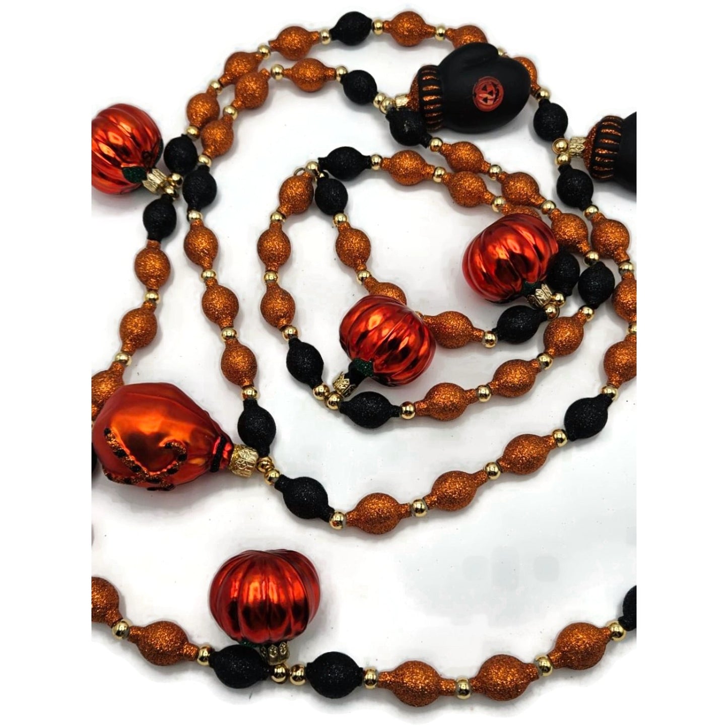 Patricia Breen Halloween Garland Pumpkins Mittens Glass Glitter OOAK 2000CO