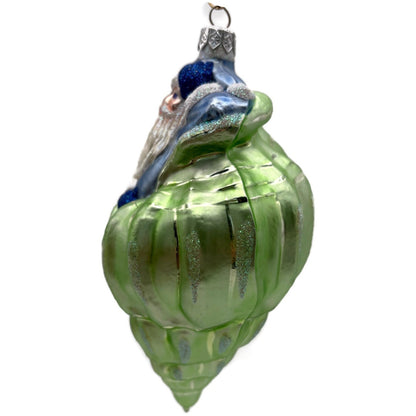 Patricia Breen Coastal Santa Green Seashell Summer Aquatic Christmas Ornament