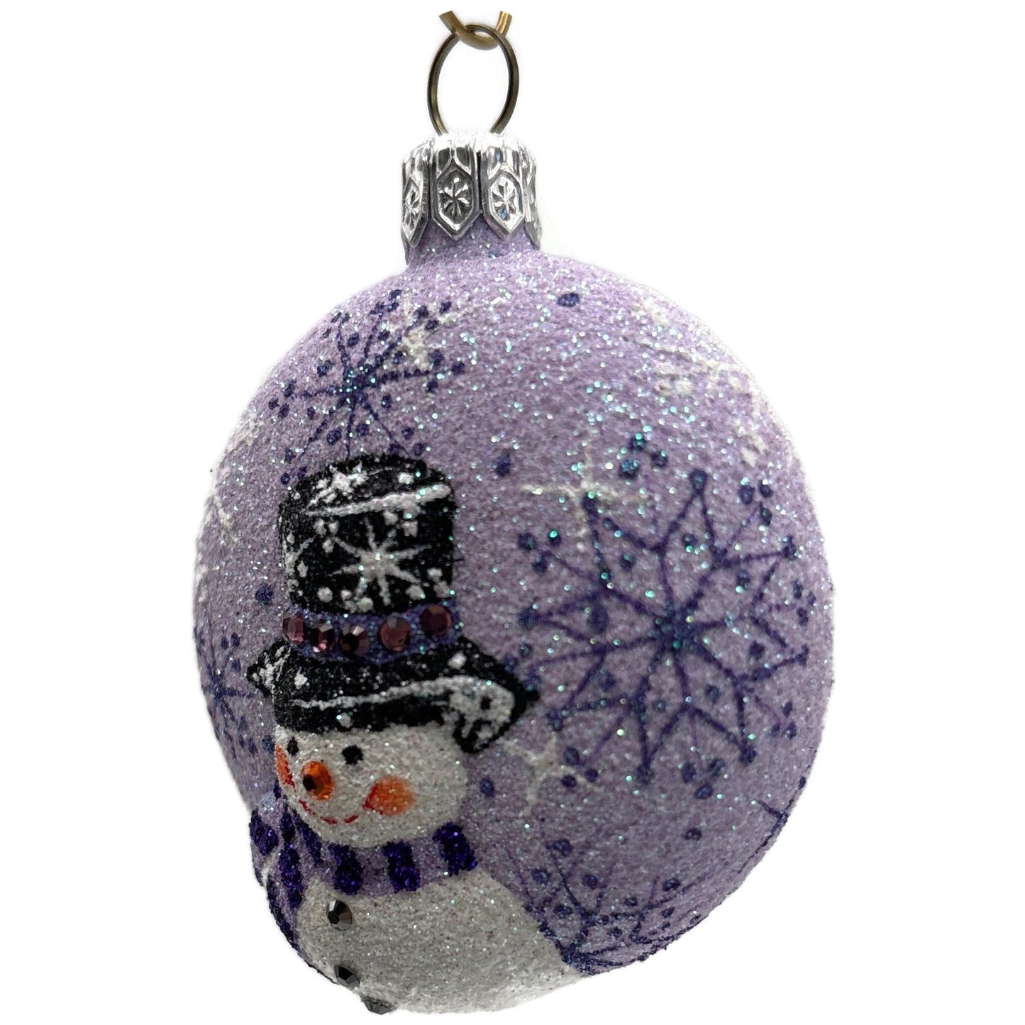 Patricia Breen Frosty Medallion Lavender Snowman Snowflakes Christmas Ornament
