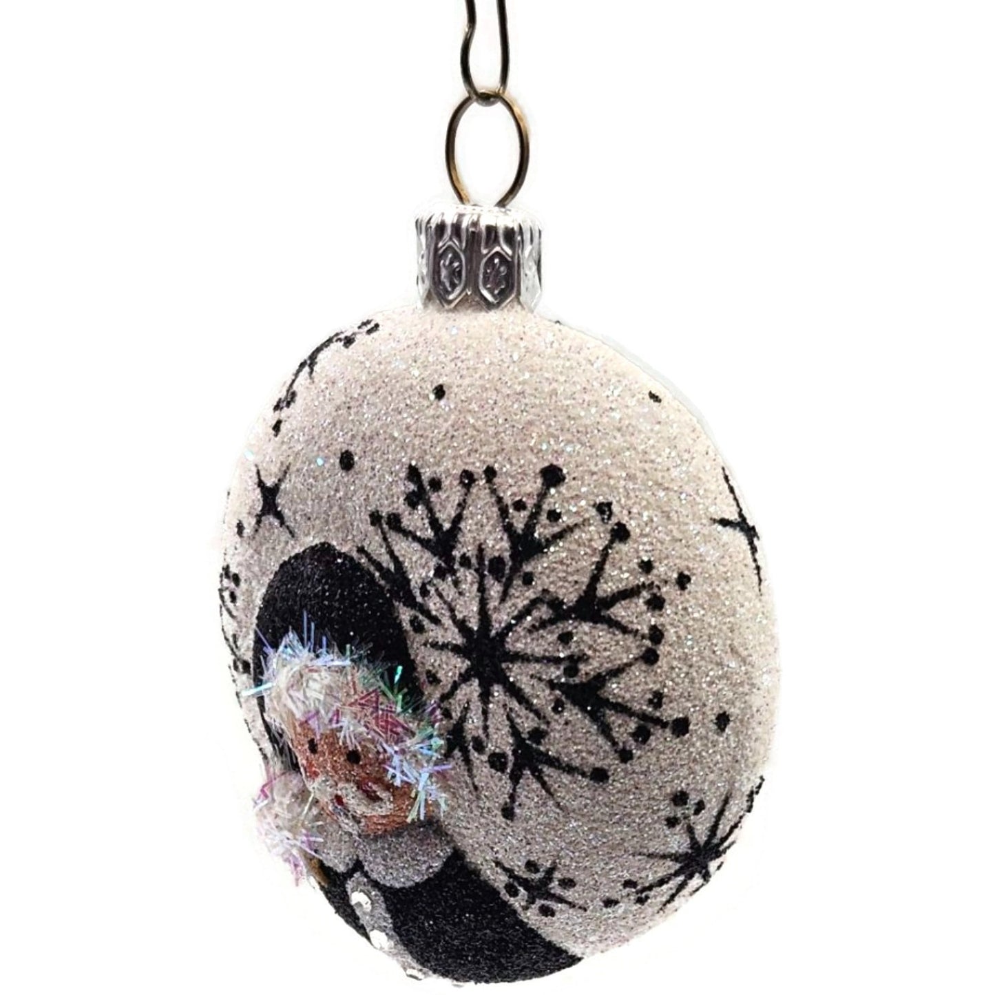 Patricia Breen Nicholas Medallion Black White Snowflakes Christmas Tree Ornament