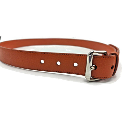 Prada Orange Leather Belt 36 Inch / 90 cm Silver Buckle Made in Italy 2C5161