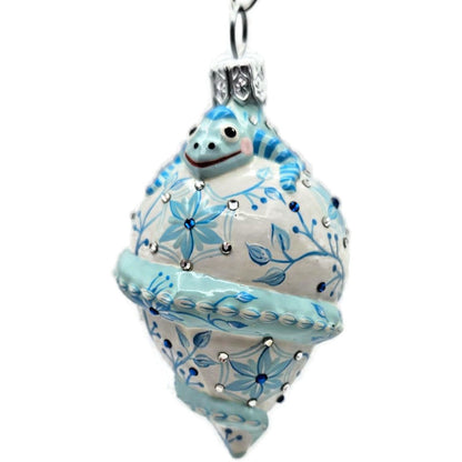 Patricia Breen Topping Chameleon Chinoiserie Aquamarine Spring Holiday Ornament