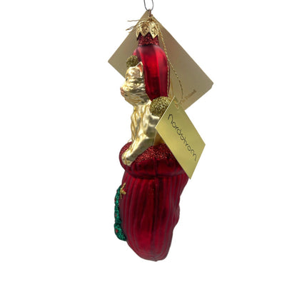 Patricia Breen Kitten in a Mitten Red Gold Christmas Holiday Tree Ornament