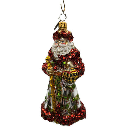 Christopher Radko Luxberry Holiday Sequin Santa Claus Christmas Ornament 1014010