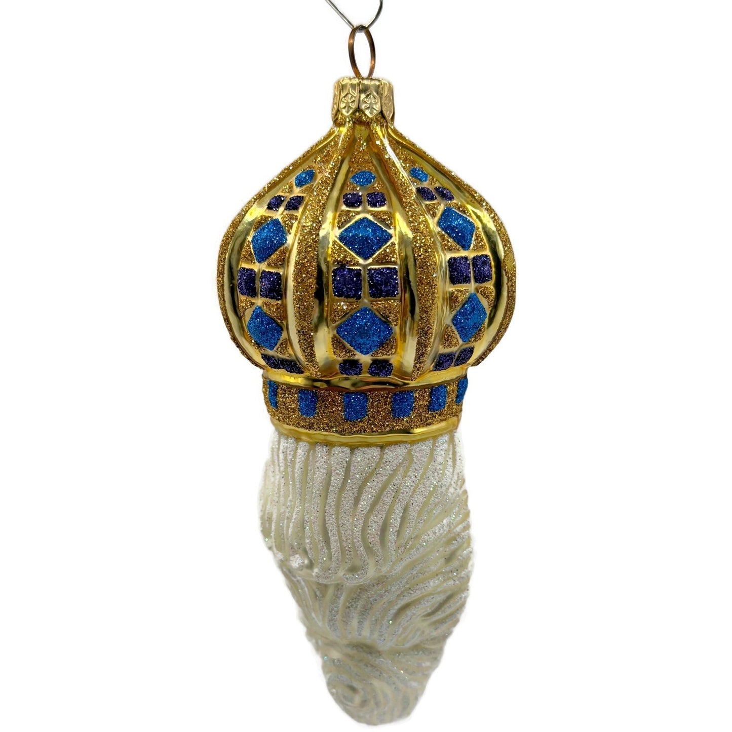 Patricia Breen Bijoux Noel Santa Claus Head Gold Crown Christmas Ornament 2101