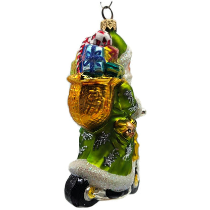 Christopher Radko Scooting Star Green Santa Claus Christmas Ornament 97-263-1