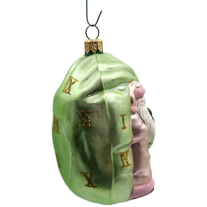Patricia Breen Advent Santa Roman Numerals Pink Green Bag Christmas Ornament