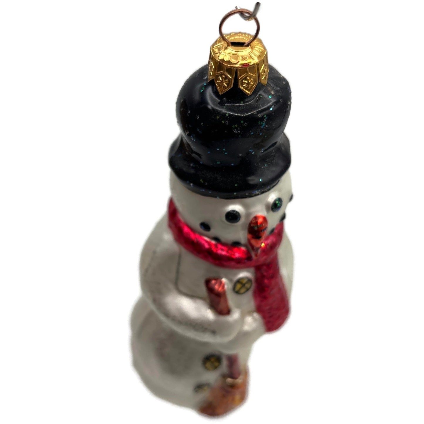 Christopher Radko Holly Jolly Snowman With Broom Christmas Ornament 97-252-0